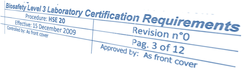 Certificazione biocontenimento di laboratori e stabulari